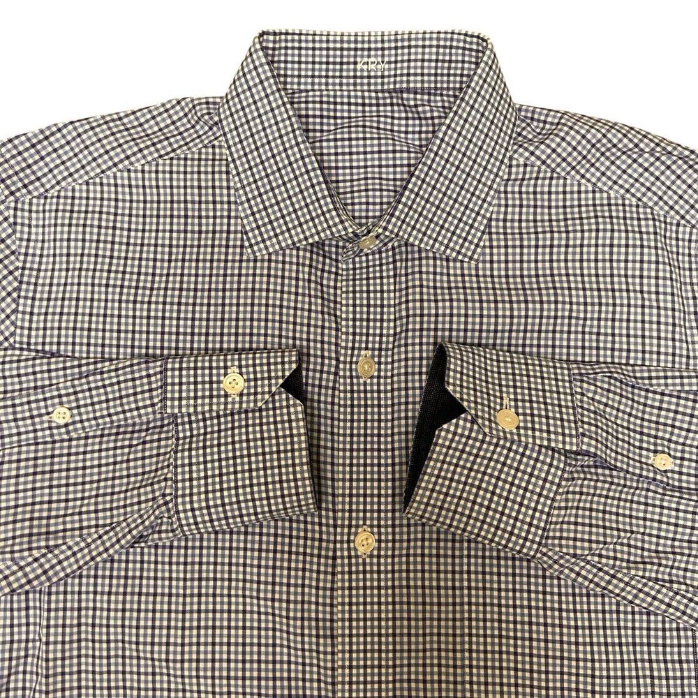 J.‎ Hilburn Tessitura Monti Medium Slim Fit Long Sleeve Blue Plaid Button Up